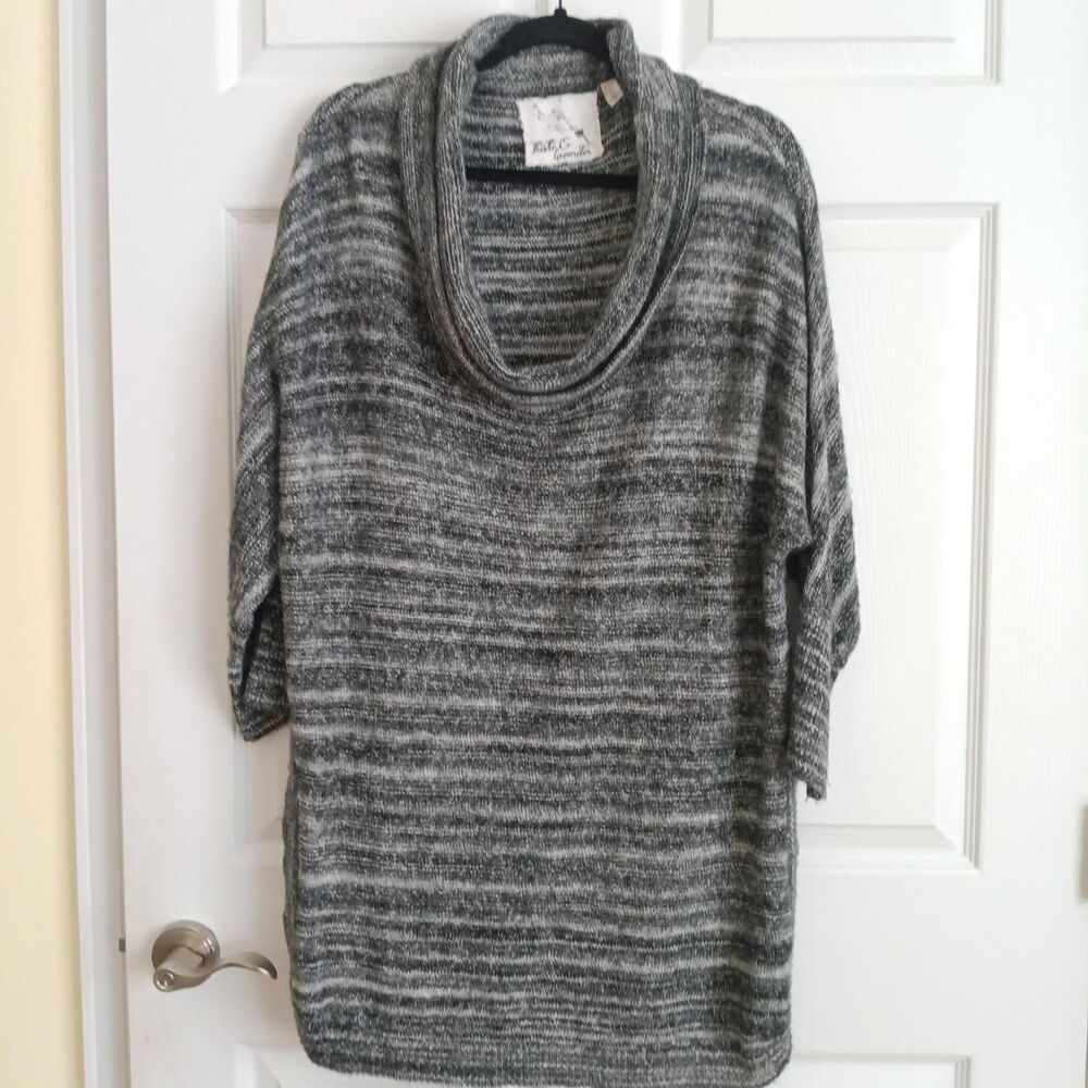 Thistle & Lavender Oversized Grey Space Dye Cowl Neck Tunic Dress XL